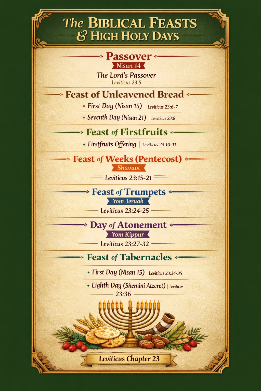 7 Biblical Feast and High Sabbath Days