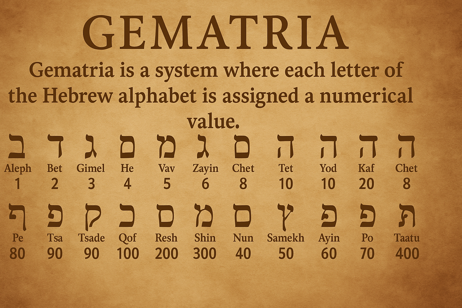 Hebrew Alphabet - Gematria